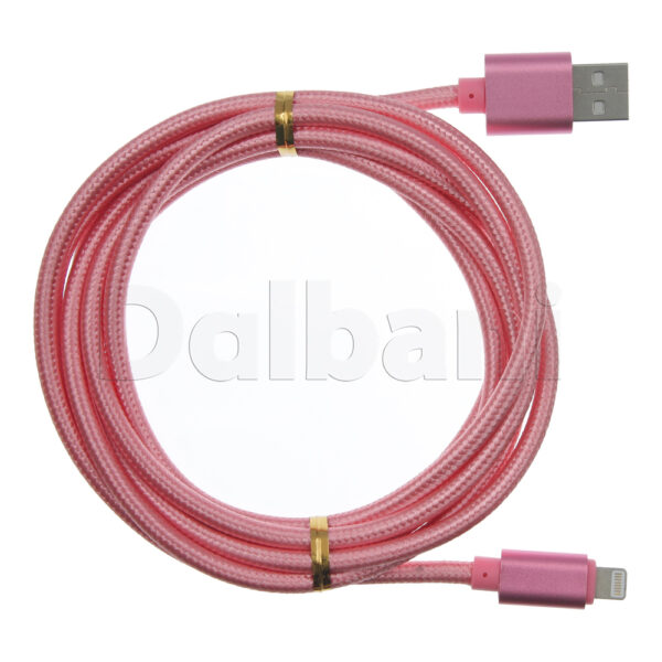 2M Lightning to USB A Data Charge Cable Smooth Pink 5