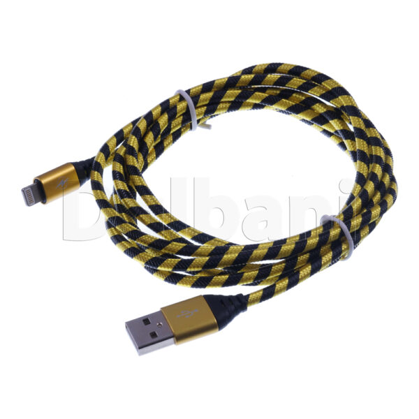 2M Lightning to USB A Data Charge Cable Zebra Black Yellow 5