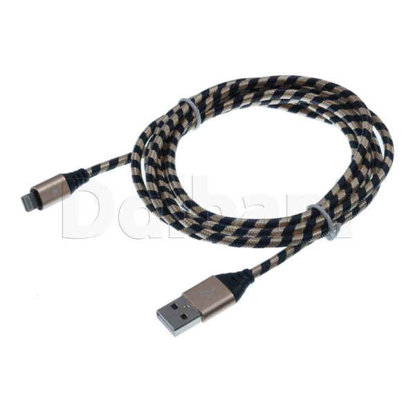 2M Lightning to USB A Data Charge Cable Zebra Black Gold 5