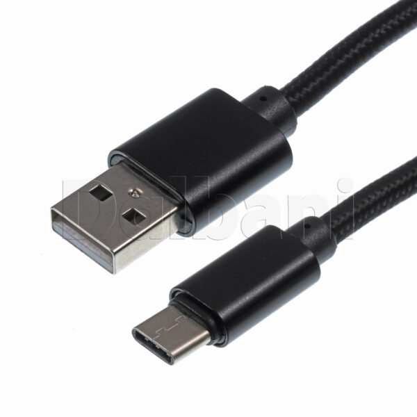 2M USB C to USB A Data Charge Cable Smooth Black