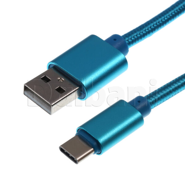 2M USB C to USB A Data Charge Cable Smooth Blue