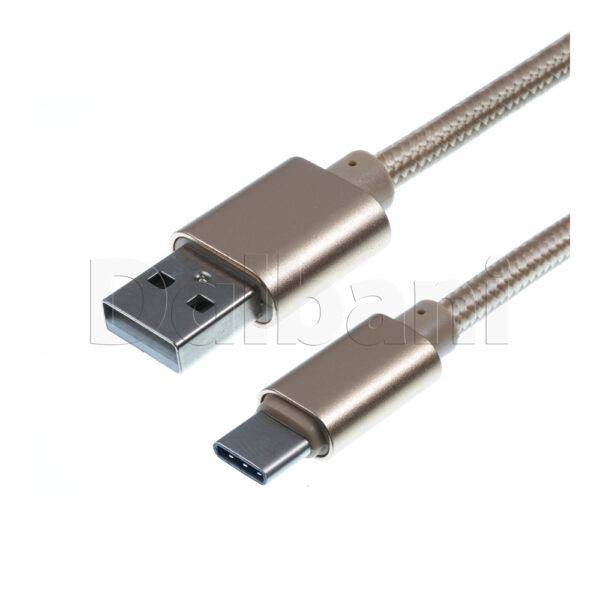 2M USB C to USB A Data Charge Cable Smooth Gold