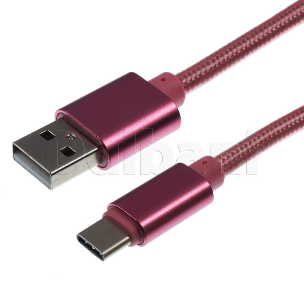 2M USB C to USB A Data Charge Cable Smooth Pink