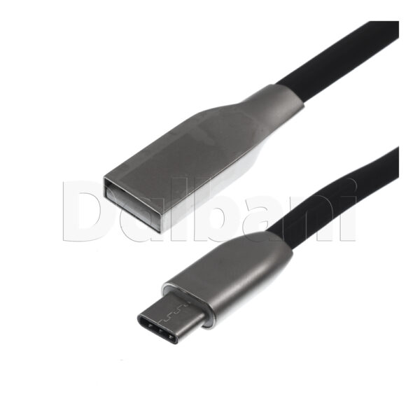 2M USB C to USB A Data Charge Cable Flat Cable Black