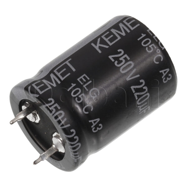 Original New Kemet Snap In Capacitor 250V, 220uF, 22x30mm, 105C